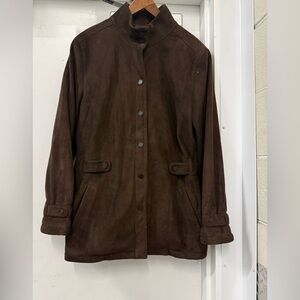 Calvin Klein Classic Brown Suede Button Front Jacket